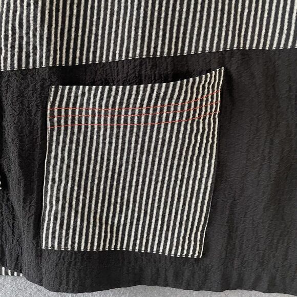 Ali Miles Art To Wear Button Up Shirt Womens  Large Black White Stripe - Picture 3 of 7